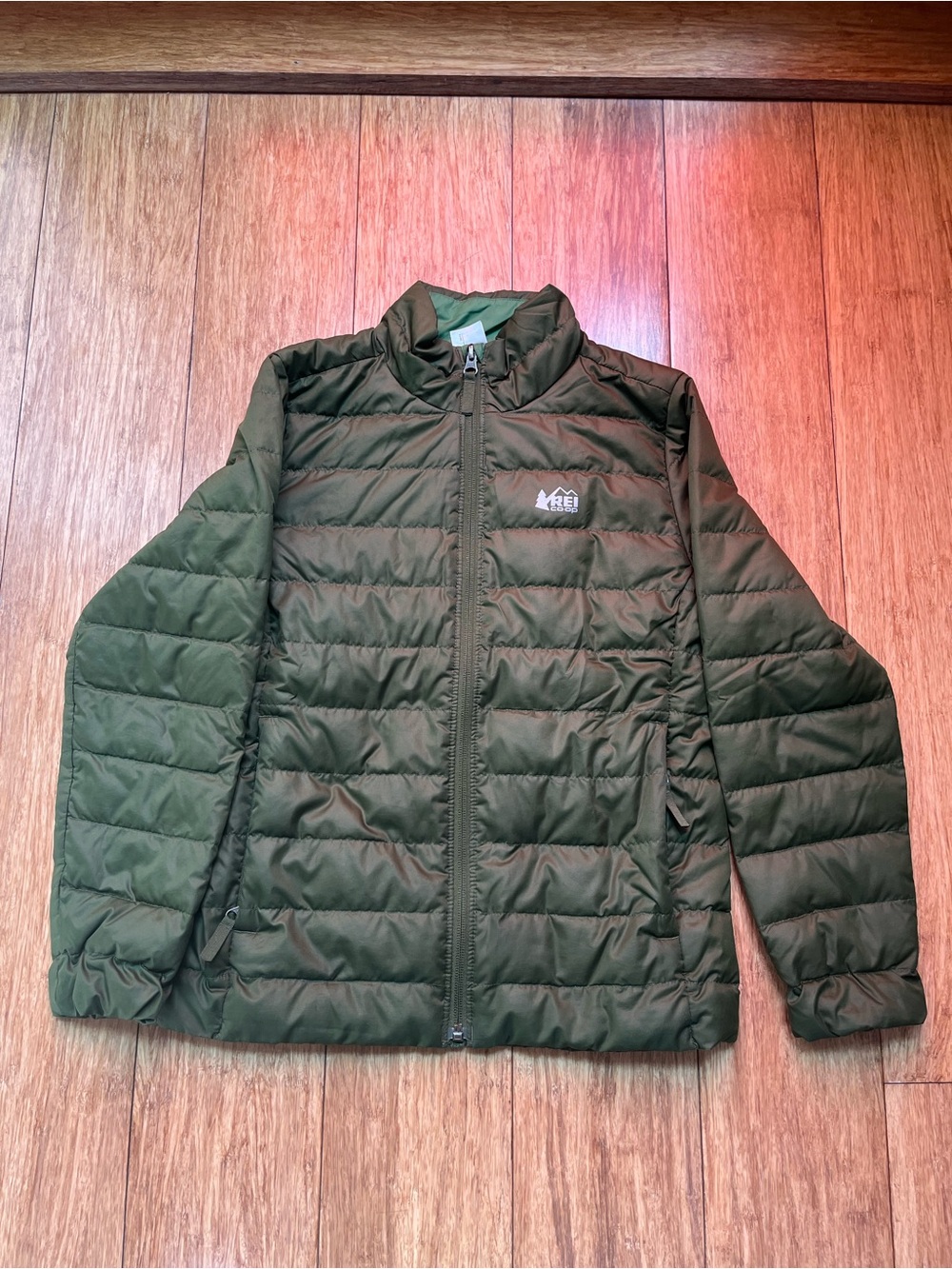 REI Olive Green Kids Packable Puffer Jacket